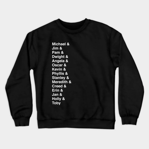 The Office US Typography Character List Crewneck Sweatshirt by BecArtc